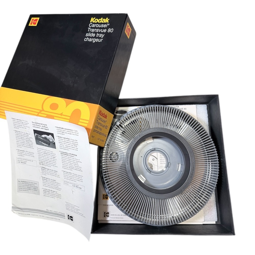 Kodak Carousel Transvue 80 Slide Tray Projector‎ 35mm Storage Box B80T Gray Vtg